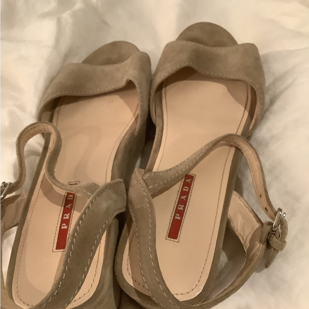 PRADA Suede Espadrille Sandals, Size 41